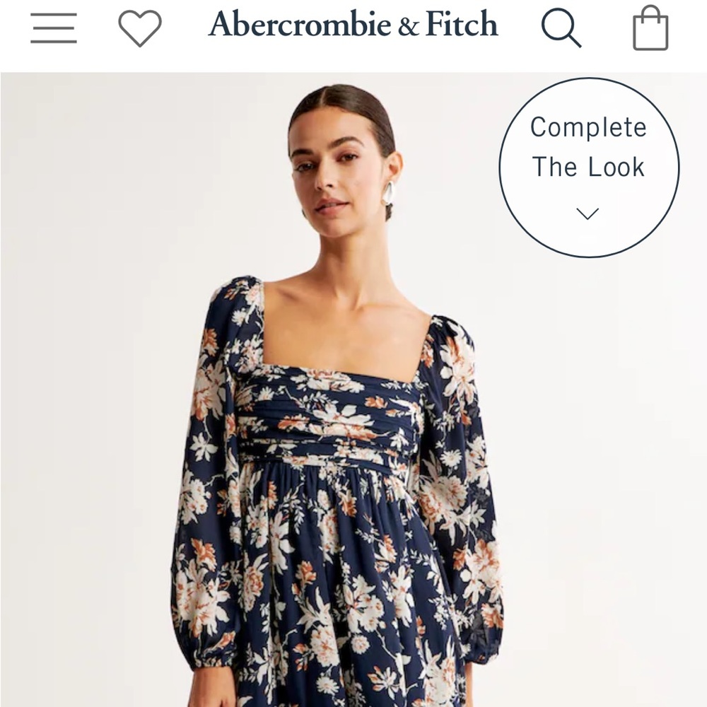 🔥BRAND NEW ABERCROMBIE & FITCH BLACK FLORAL EMERSON BALLOON SLEEVE MINI DRESS🔥